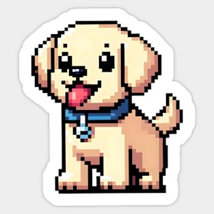 Cute golden labrador retriever as pixel art style illustration Sticker